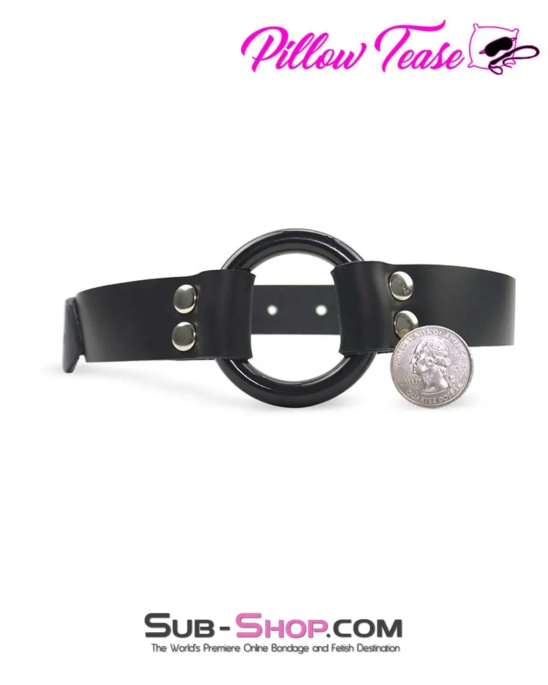 1499A-SIS      Femdom Sissy Boi Accessory Bondage Leather Wide Strap Plastic Ring Gag