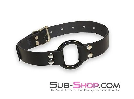 1499A-SIS      Femdom Sissy Boi Accessory Bondage Leather Wide Strap Plastic Ring Gag