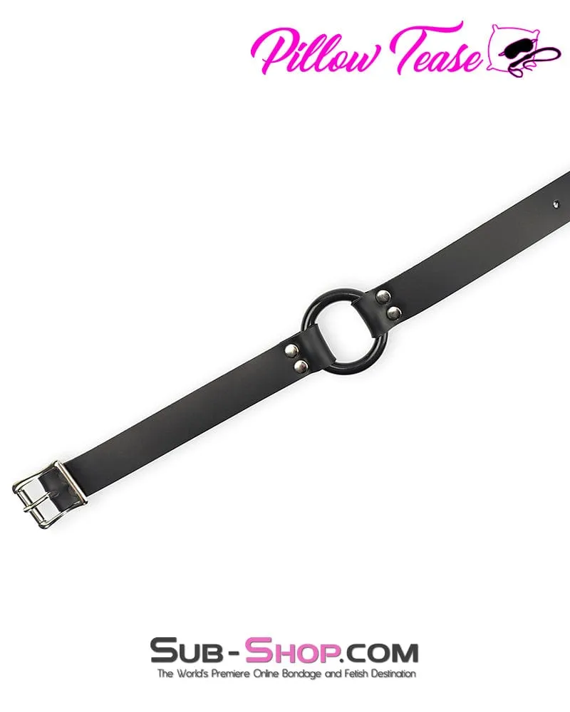 1499A-SIS      Femdom Sissy Boi Accessory Bondage Leather Wide Strap Plastic Ring Gag