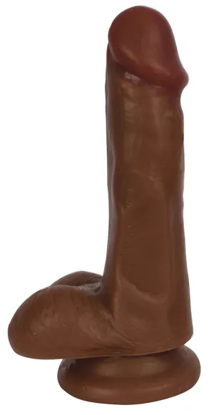 6 Slim Dildo With Balls - Chocolate