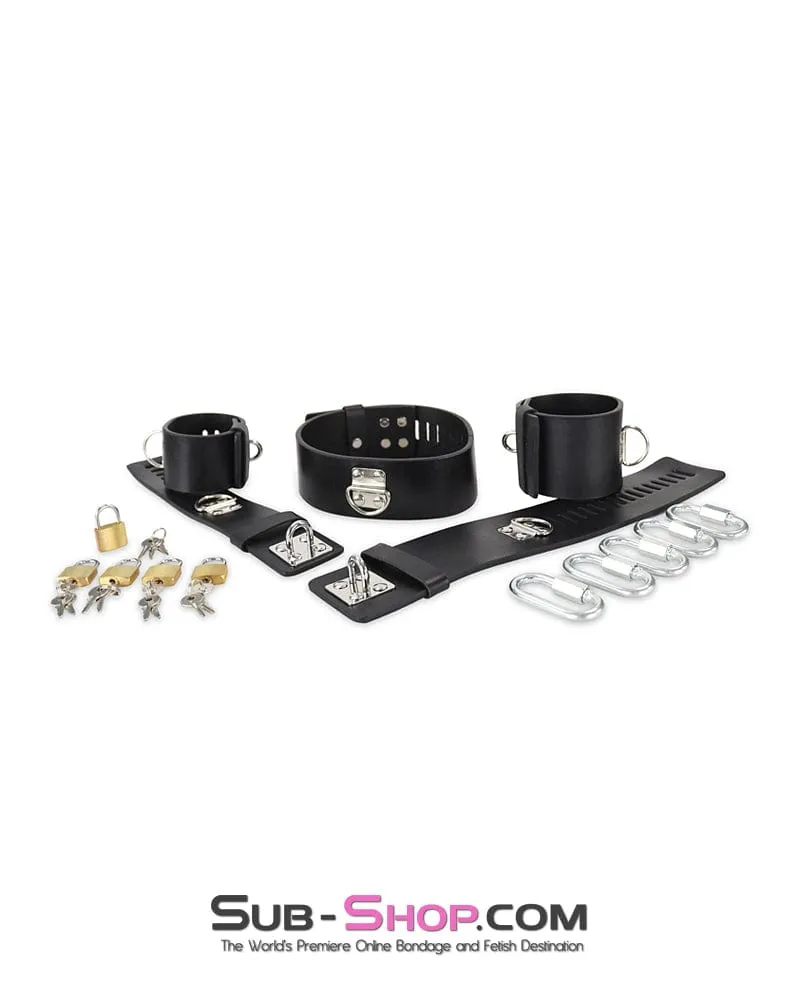 6916M      Dildo Stockade with Rubber Lined Collar. Wrist and Ankle Cuffs