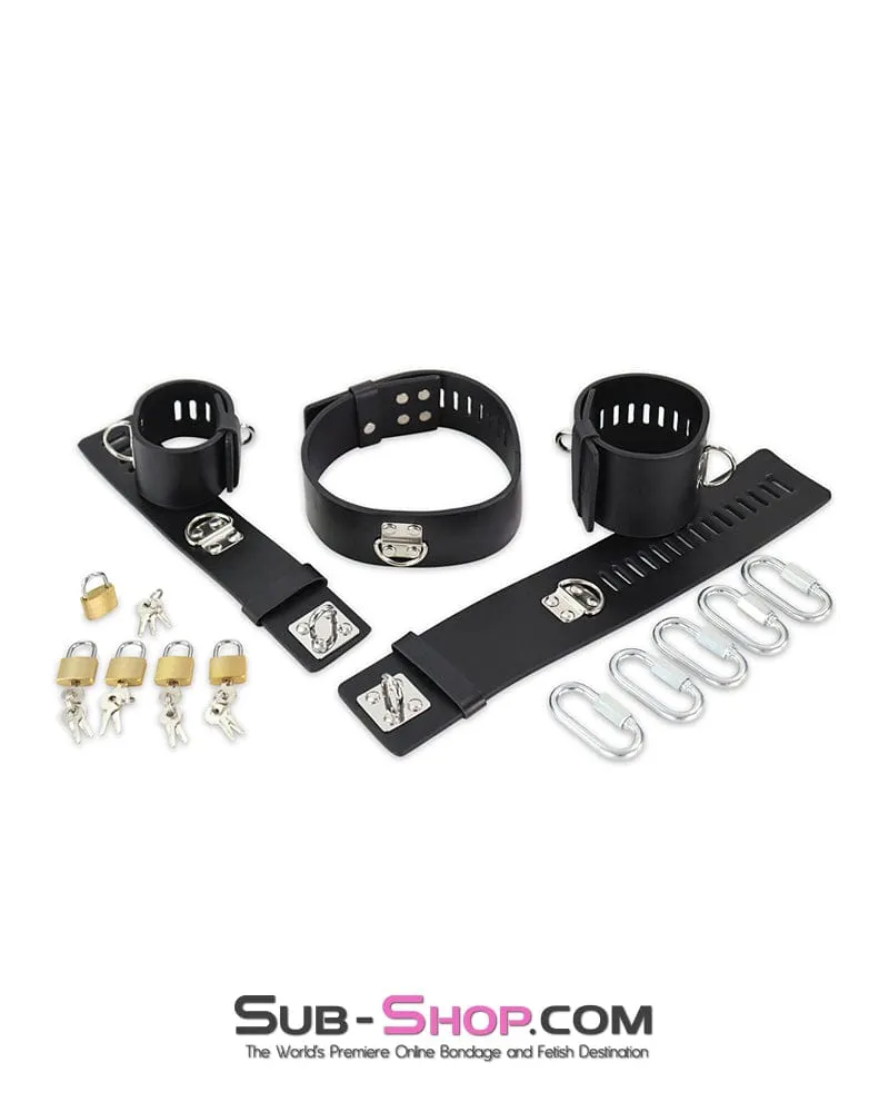 6916M      Dildo Stockade with Rubber Lined Collar. Wrist and Ankle Cuffs