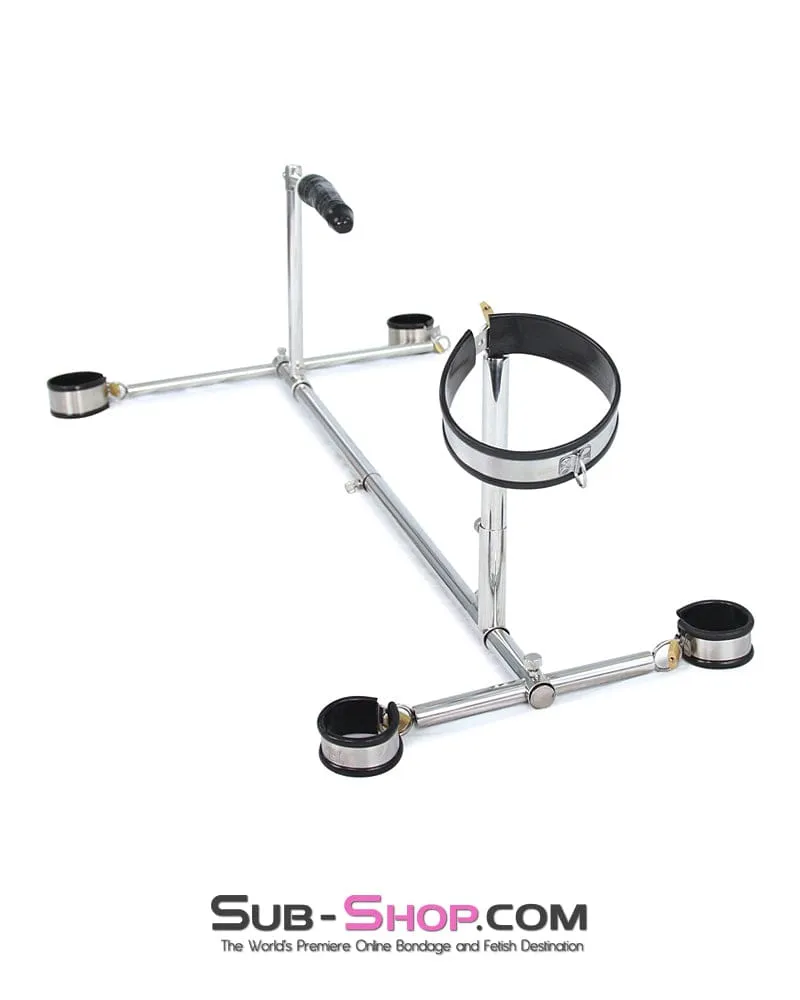 6916M      Dildo Stockade with Rubber Lined Collar. Wrist and Ankle Cuffs