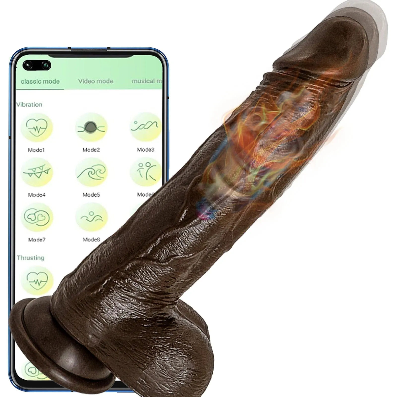 8.6-In Vibrating Thrusting Swing Thick Long Lifelike Dildo With Remote Control