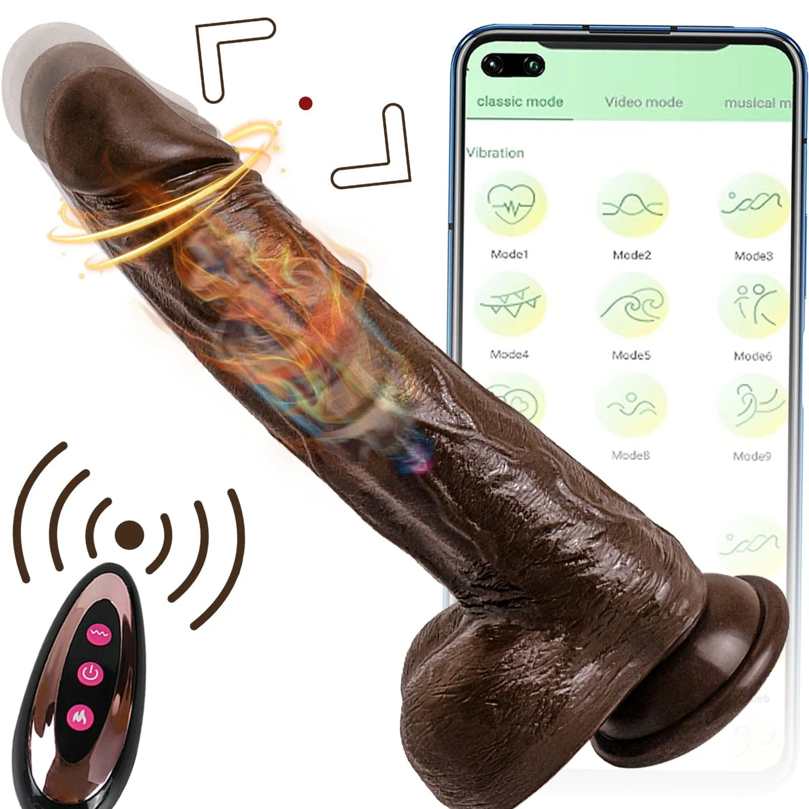 8.6-In Vibrating Thrusting Swing Thick Long Lifelike Dildo With Remote Control