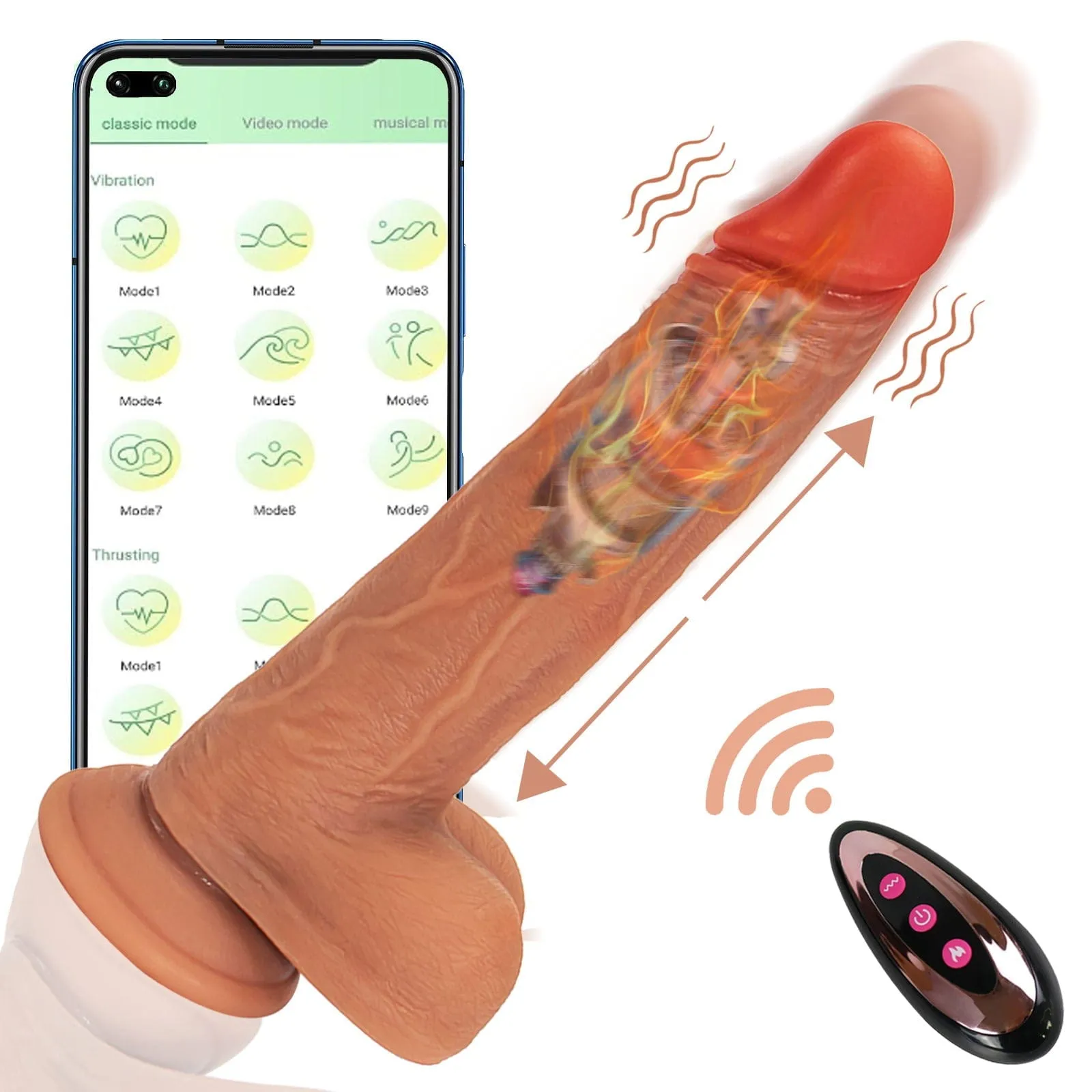 8.6-In Vibrating Thrusting Swing Thick Long Lifelike Dildo With Remote Control