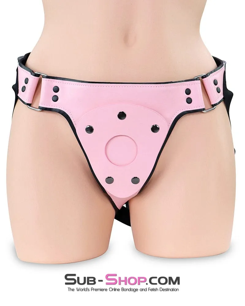 8873DL      Femme Domme Pink and Black Strap on Harness