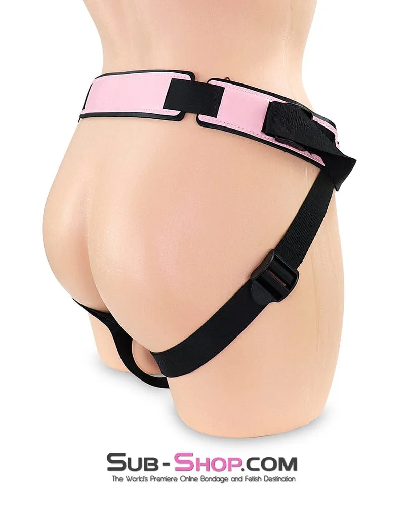 8873DL      Femme Domme Pink and Black Strap on Harness