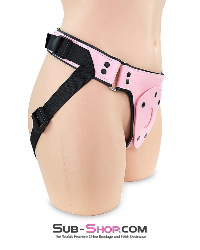 8873DL      Femme Domme Pink and Black Strap on Harness