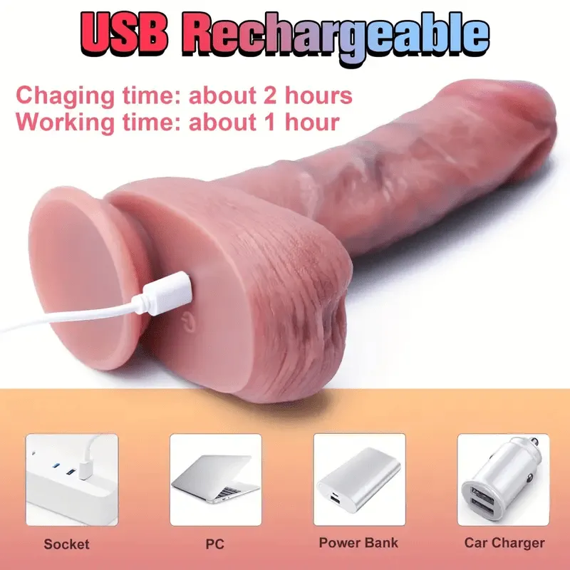 9in-Realistic Brown Thrusting Dildo Vibrator Remote Control
