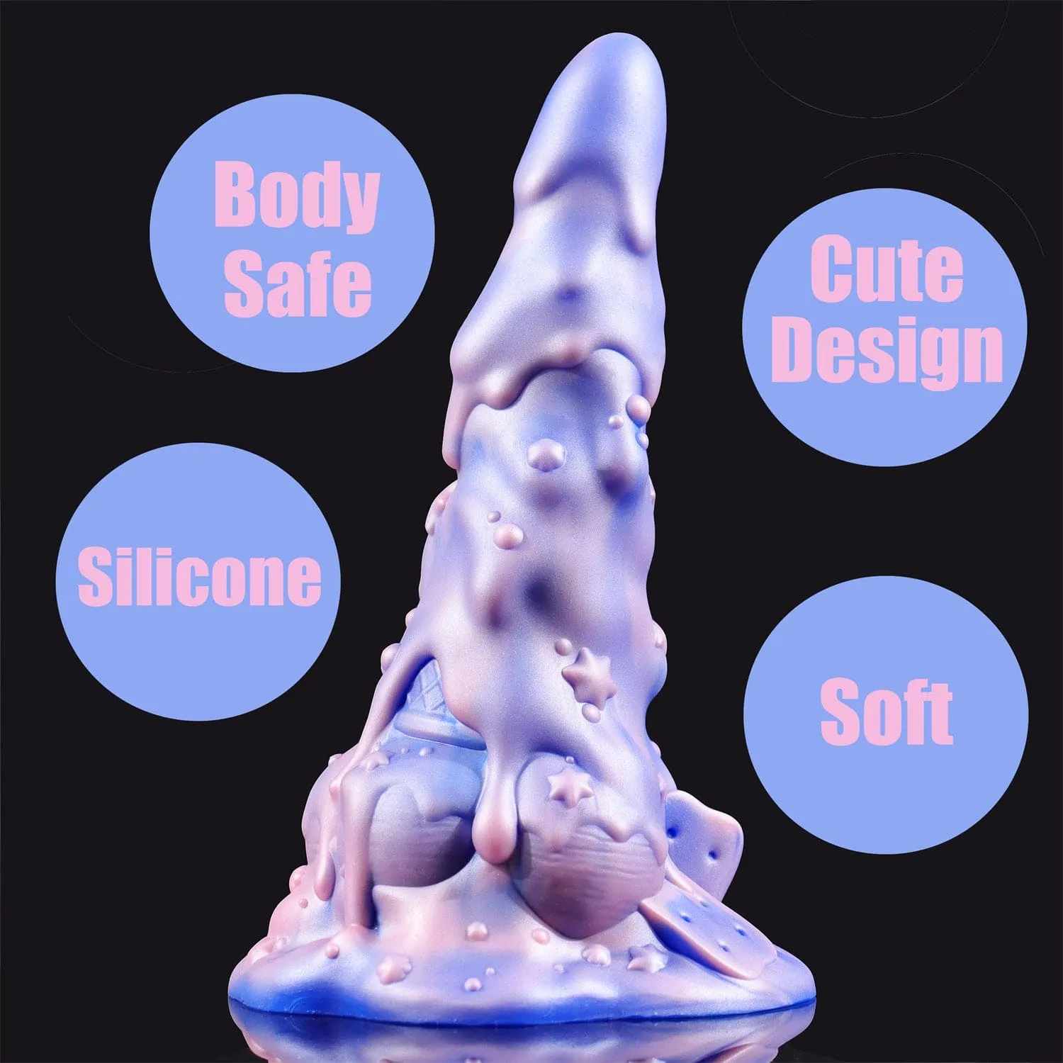 AIMITEX 7.48-inch Rainbow Ice Cream Liquid Silicone Fantasy Dildo Masturbation Massager