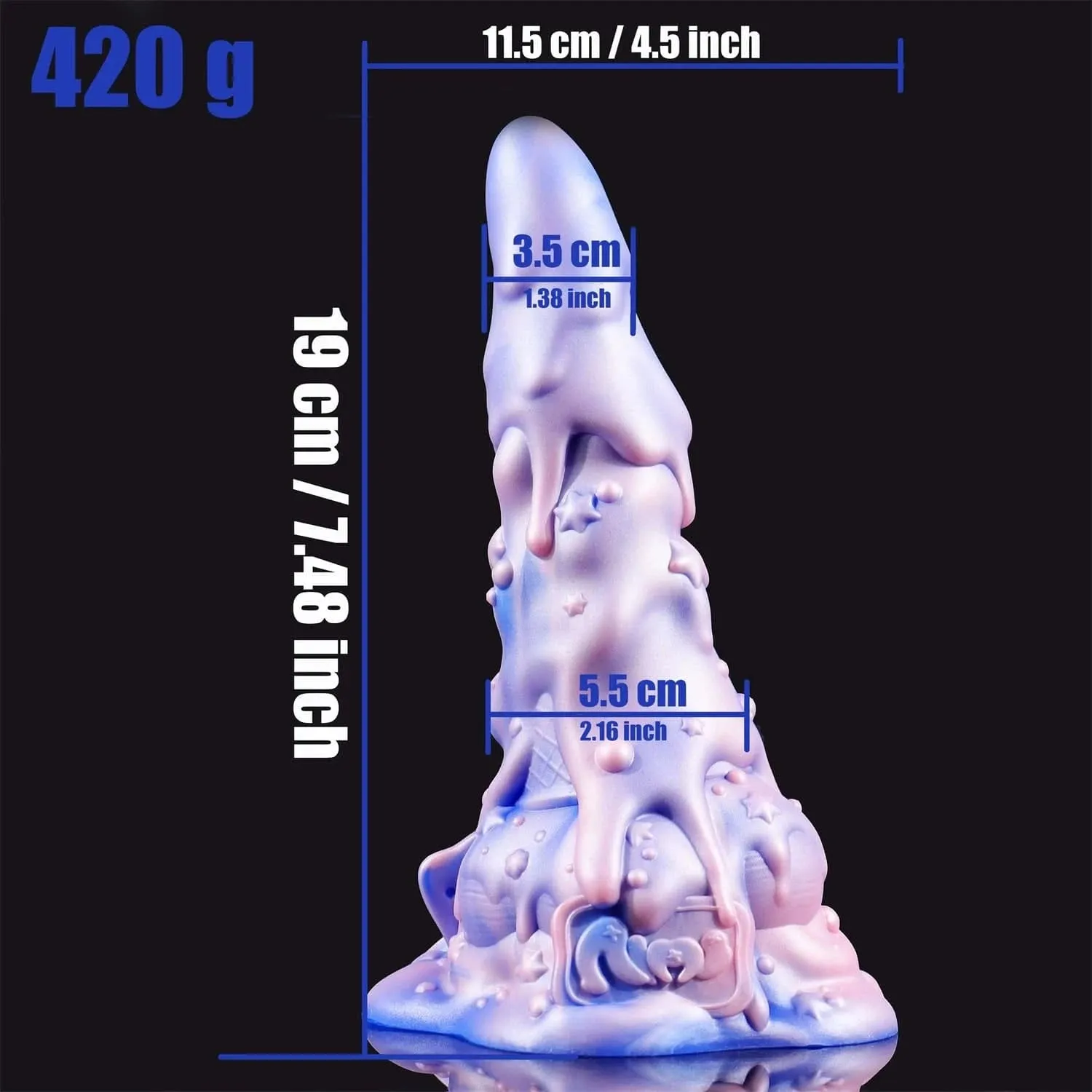 AIMITEX 7.48-inch Rainbow Ice Cream Liquid Silicone Fantasy Dildo Masturbation Massager