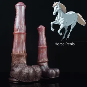 Big Testicle Horse Dildo Butt Plug - Silicone Suction Cup Lifelike Monsterdildo Sex Toys for Women