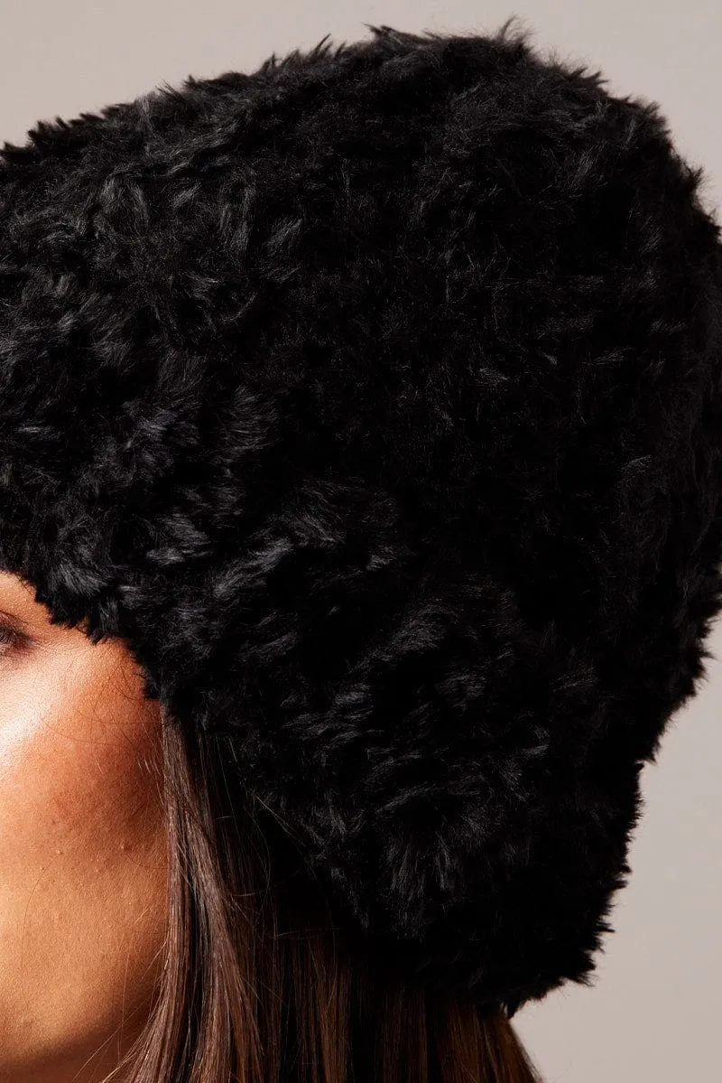Black Fluffy Beanie