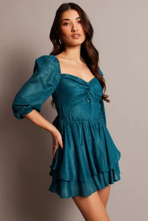 Blue Playsuit Twisted Front