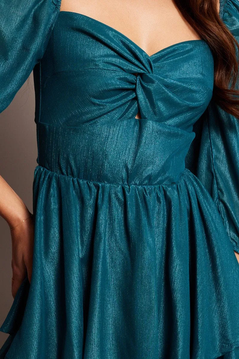 Blue Playsuit Twisted Front