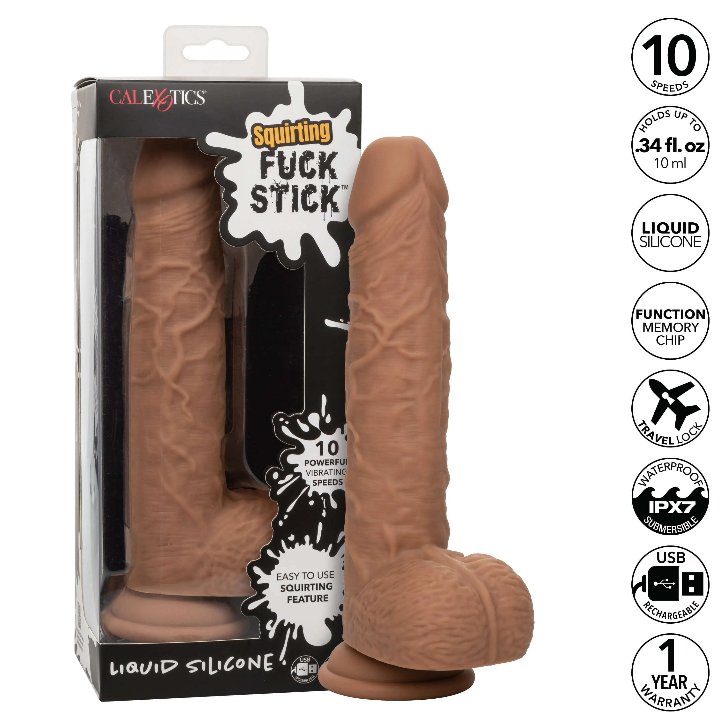 California Exotics - Squirting Fuck Stick Silicone Realistic Dildo Vibrator 8.95