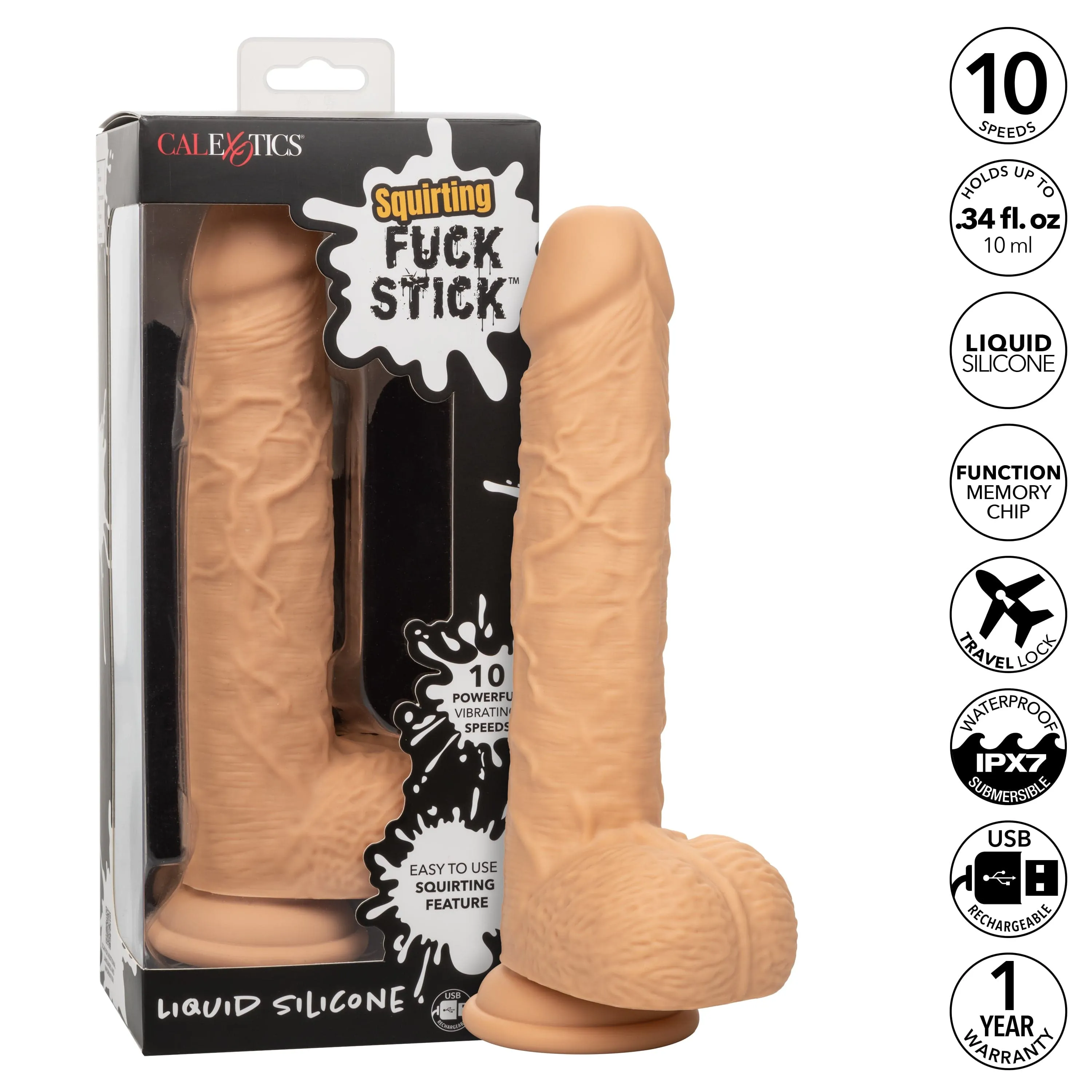 California Exotics - Squirting Fuck Stick Silicone Realistic Dildo Vibrator 8.95
