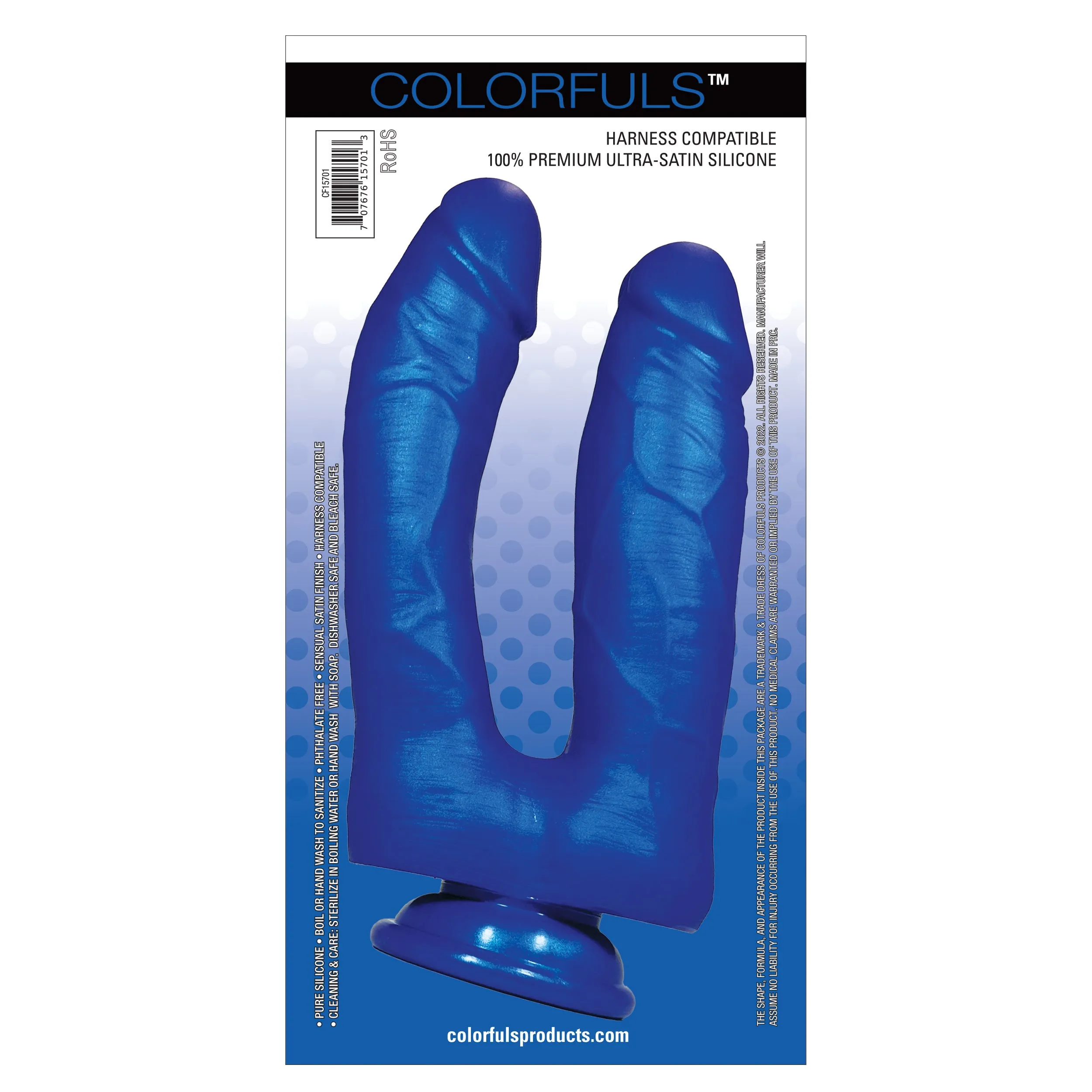 Colorfuls Shades of Silk 6.5 in Dual Blue Dildo