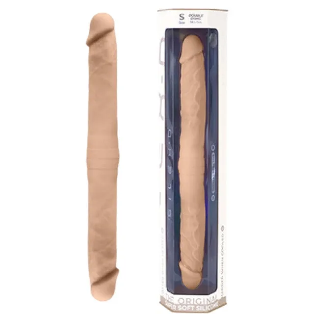 Dildo dublu SILEX-D Double Dong S Size. pentru dublă penetrare. reactiv la căldură. lungime 38.5 cm. culoarea pielii