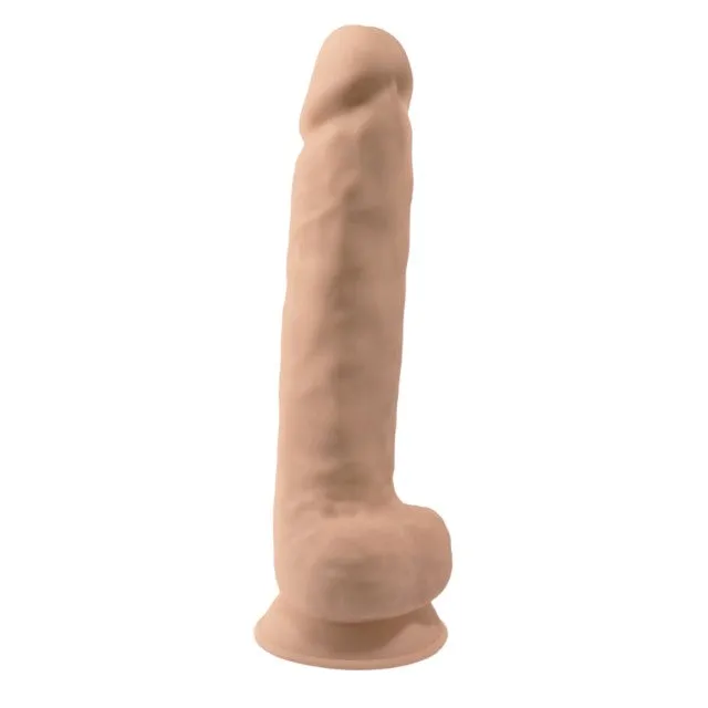 Dildo SILEX-D 15 Model 1. design realist cu testicule. reactiv la căldură. bază cu ventuză. lungime 38 cm. culoarea pielii
