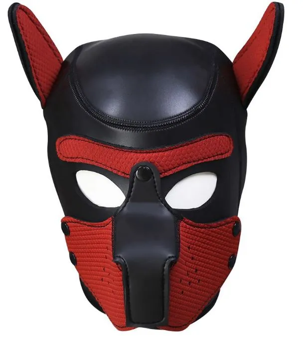 Dog Cosplay Hood Puppy Pet Role Play Mask Red/Black