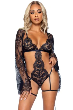 Eyelash Lace Teddy & Robe Set