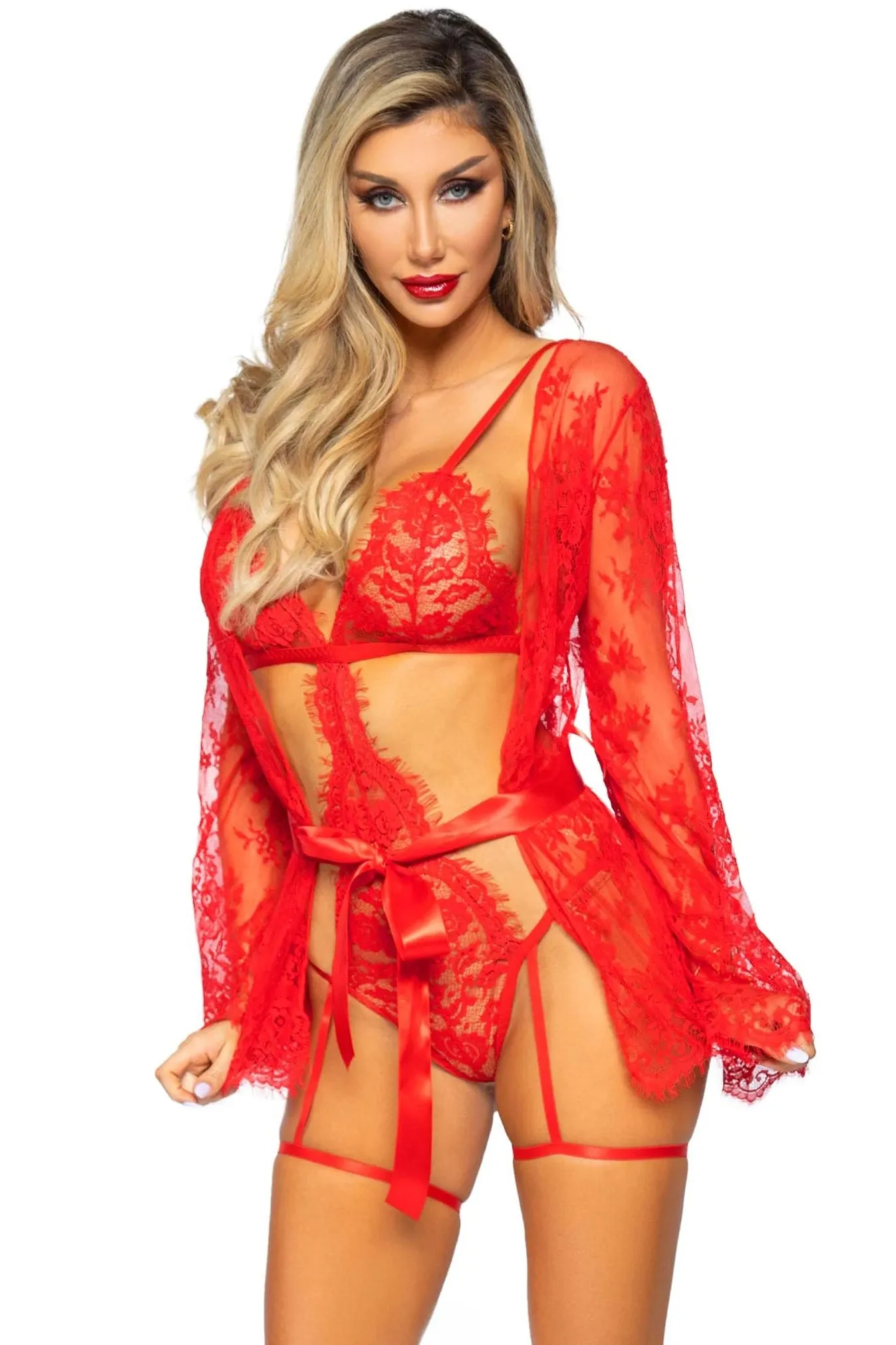 Eyelash Lace Teddy & Robe Set