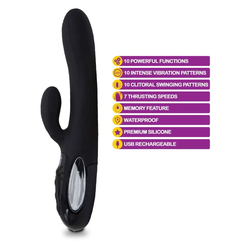 Hypnotic - Black - Thrusting Rabbit With Swinging Clitoral Stimulator