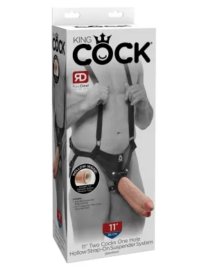 King Cock 11 Two Cocks One Hole Hollow Strap on Suspender System