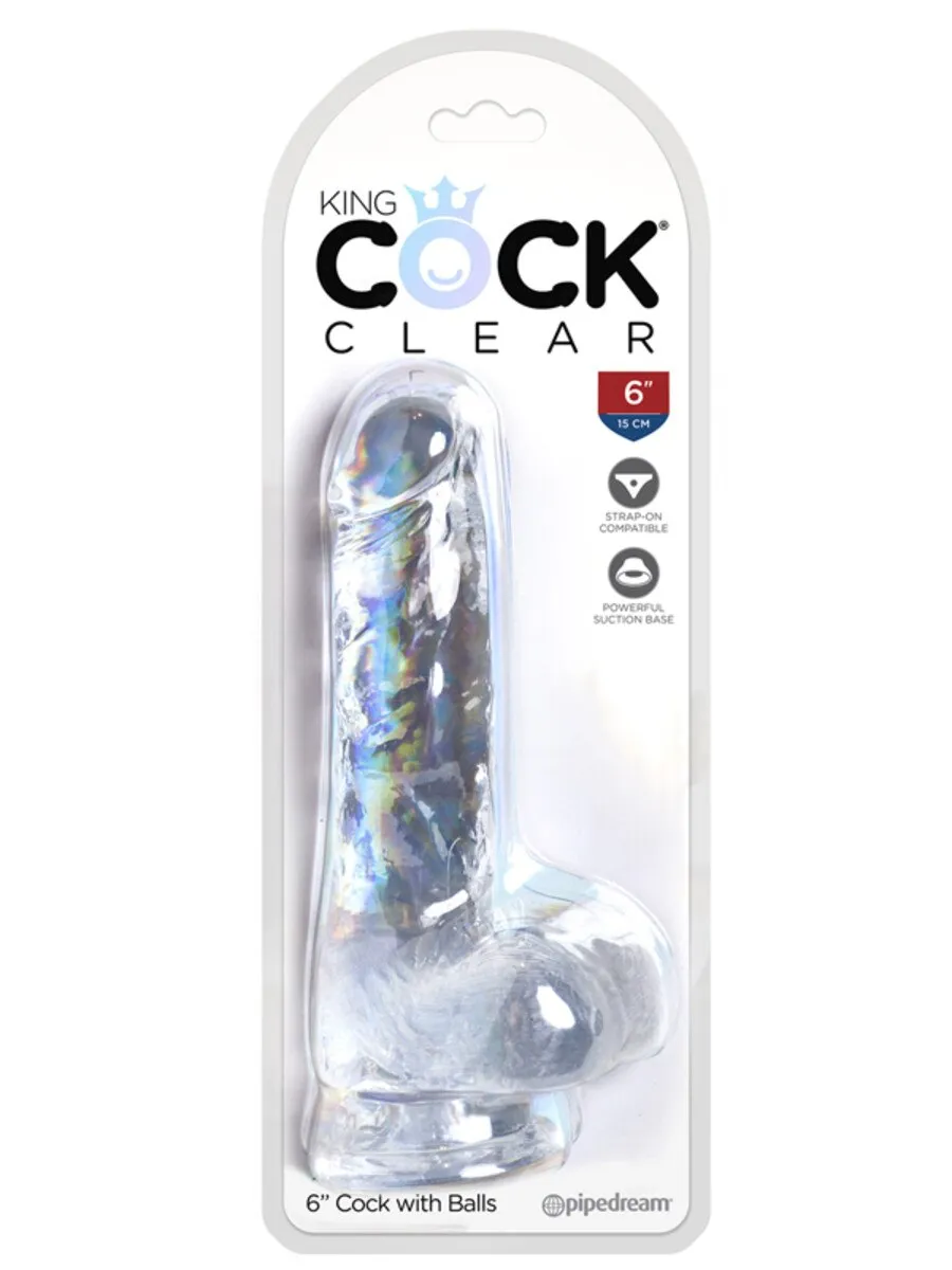 King Cock  6 Cock with Balls Clear
