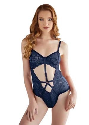 Lace and Mesh Teddy | Blue