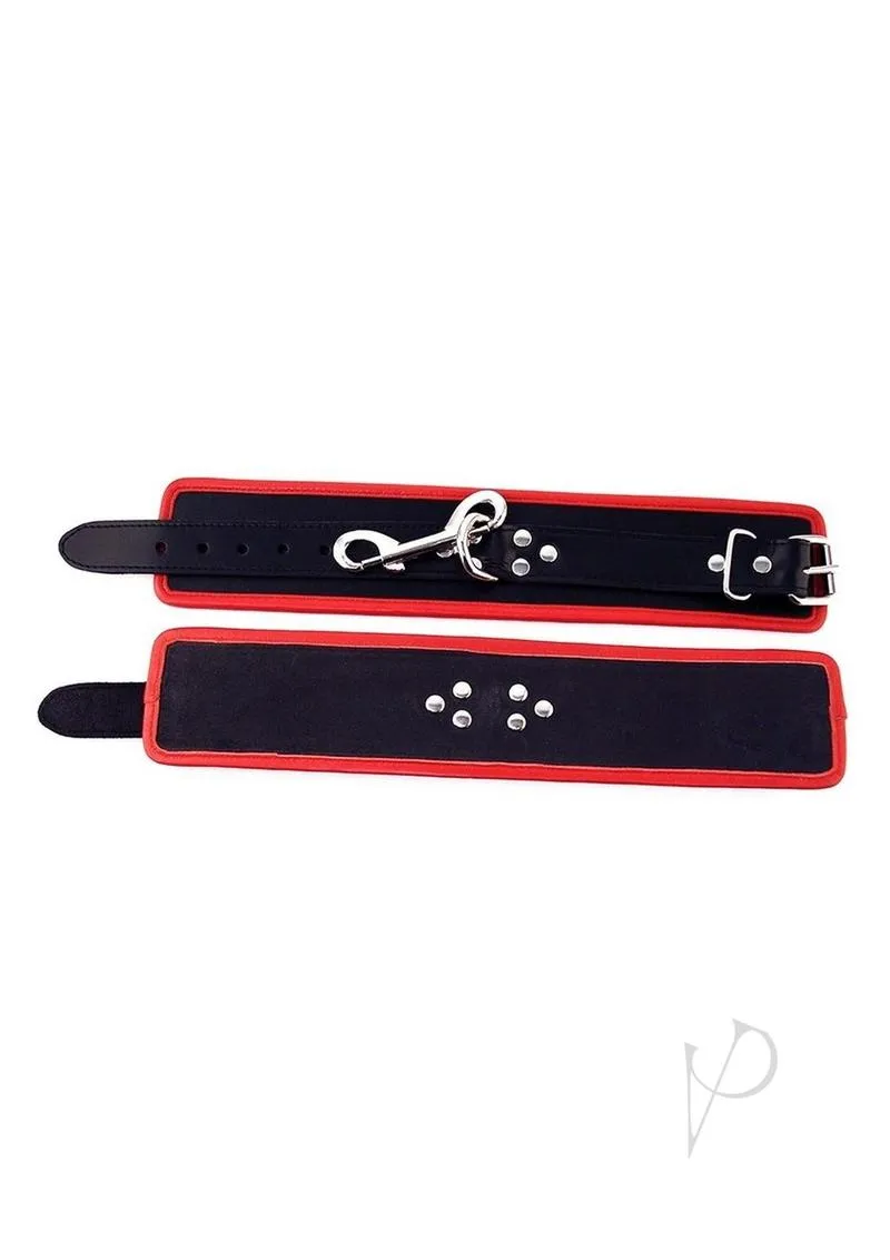 Leather Ankle Cuffs Black/red