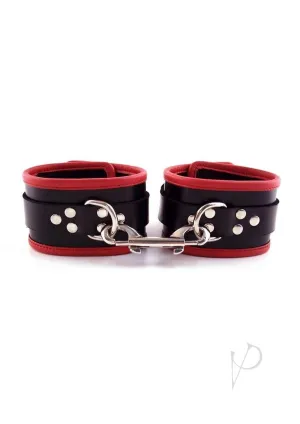 Leather Ankle Cuffs Black/red