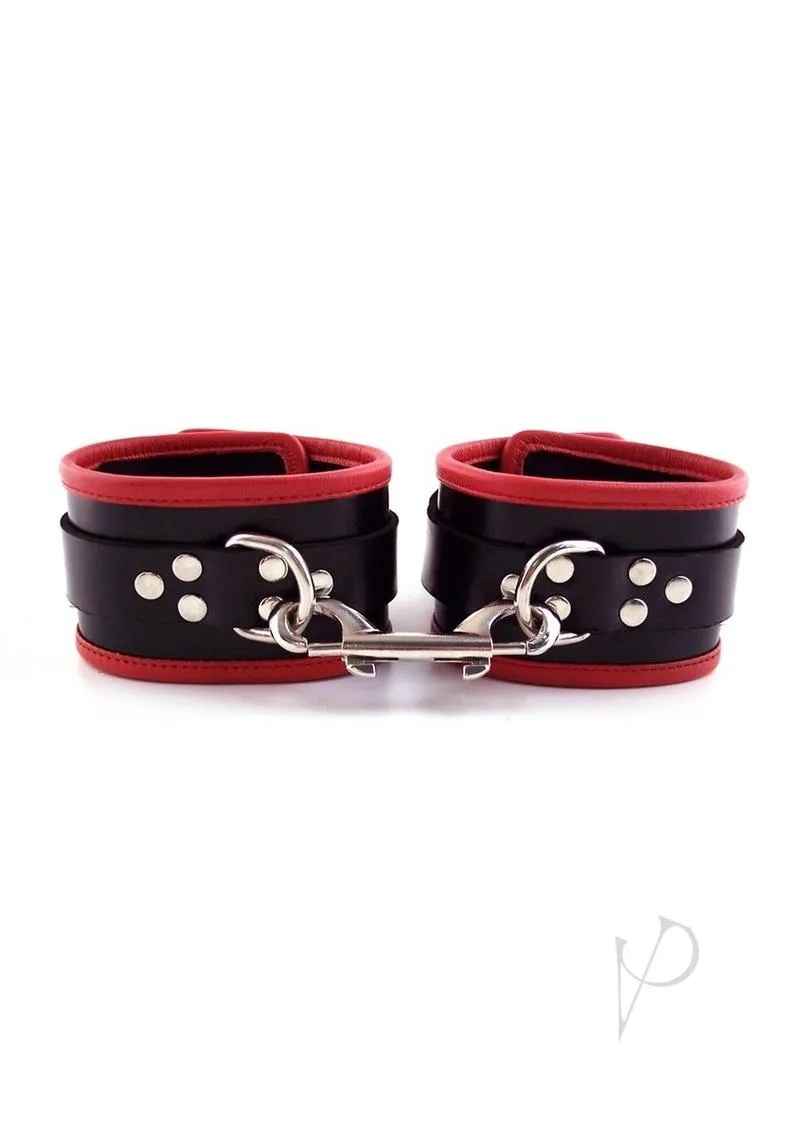 Leather Ankle Cuffs Black/red