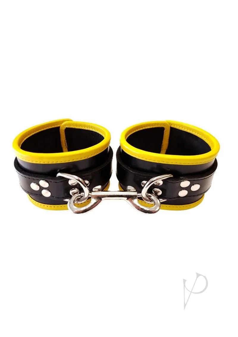 Leather Ankle Cuffs Black/yellow