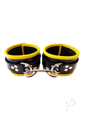 Leather Ankle Cuffs Black/yellow