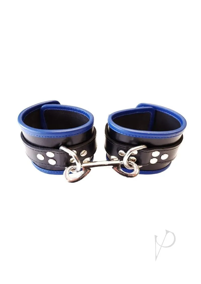 Leather Wrist Cuffs Black/blue