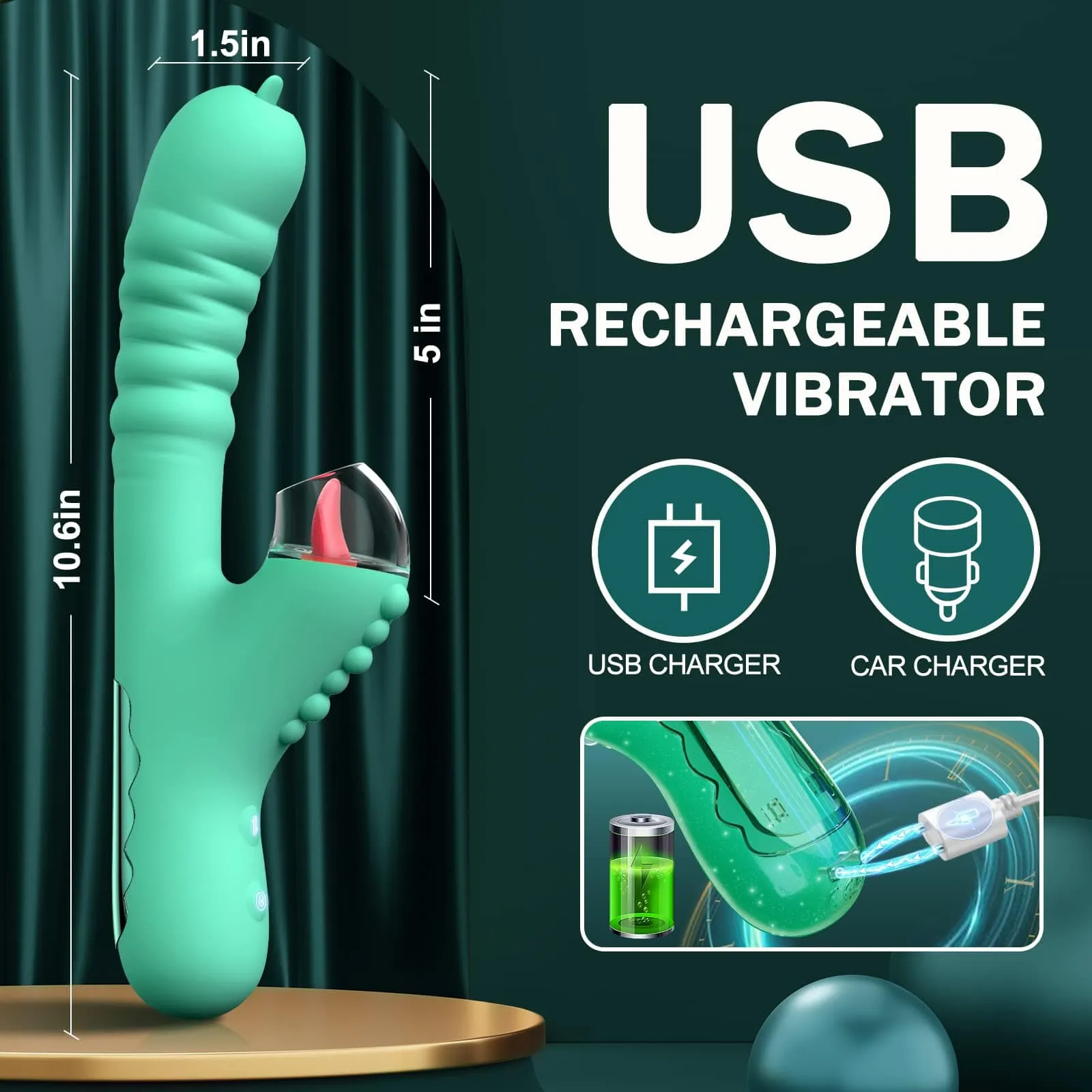 Lurevibe - Small Dinosaur Vibrator Telescopic Tongue Sucking Clit Stimulation Vibrator