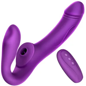 Lurevibe - Wireless Remote Control Vibrating Double Head Sucking Female Massage Stick