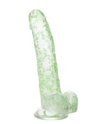 Naughty Bits I Leaf Dick Glow-In-The-Dark Weed Leaf Dildo - Green