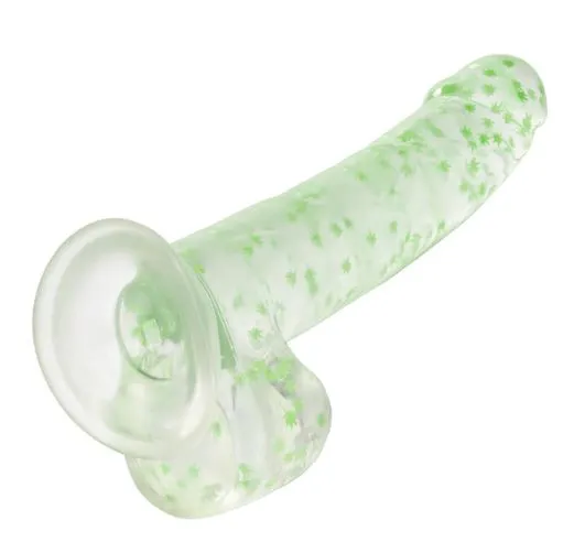 Naughty Bits I Leaf Dick Glow-In-The-Dark Weed Leaf Dildo - Green