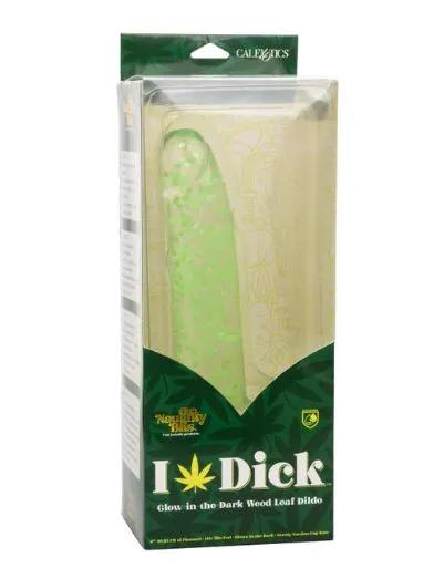 Naughty Bits I Leaf Dick Glow-In-The-Dark Weed Leaf Dildo - Green