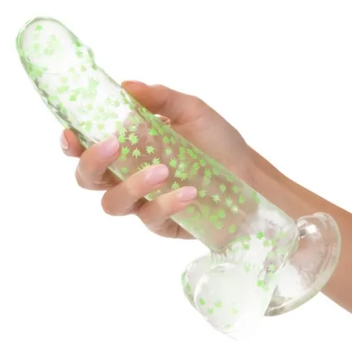 Naughty Bits I Leaf Dick Glow-In-The-Dark Weed Leaf Dildo - Green