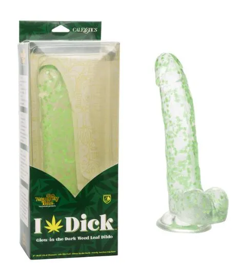 Naughty Bits I Leaf Dick Glow-In-The-Dark Weed Leaf Dildo - Green