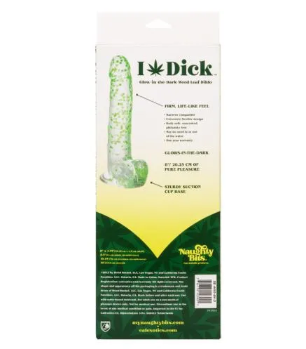 Naughty Bits I Leaf Dick Glow-In-The-Dark Weed Leaf Dildo - Green
