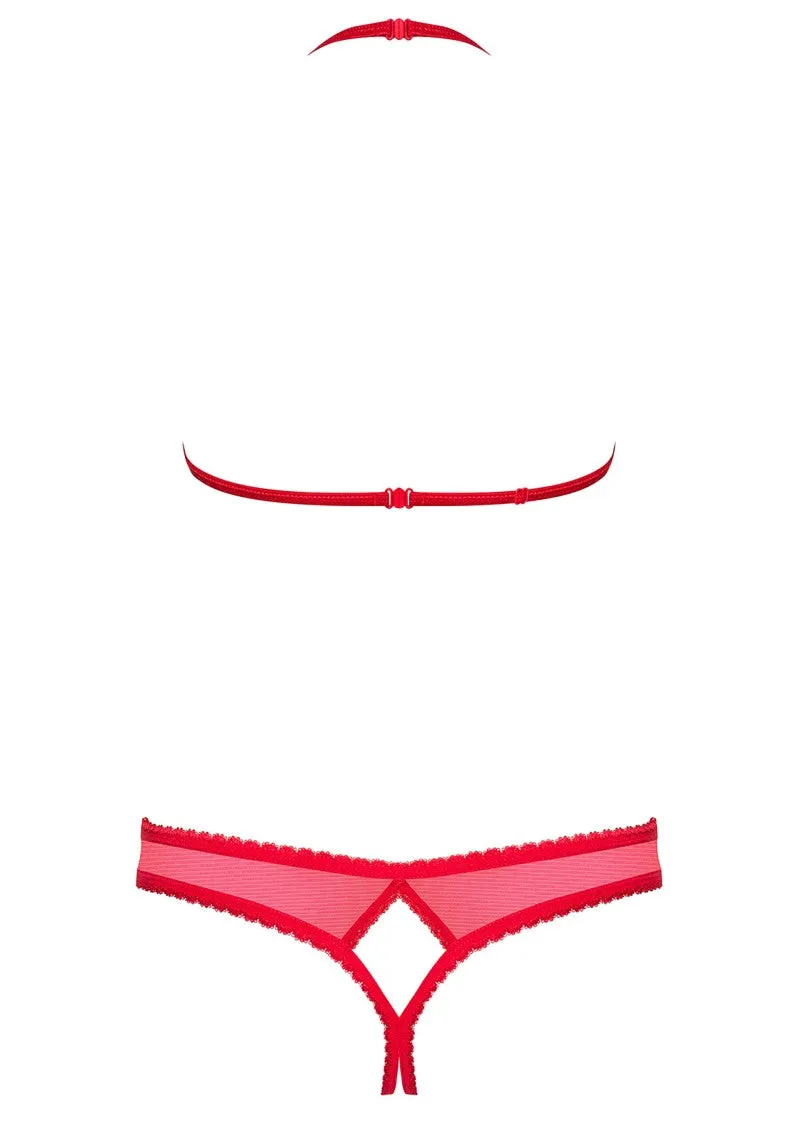 Obsessive 870 Spicy Cup-less Set  | Open Crotch | Multi Stretch | Padded Bra | Lace