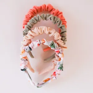 Peachy Floral  Ruched Headband Bundle