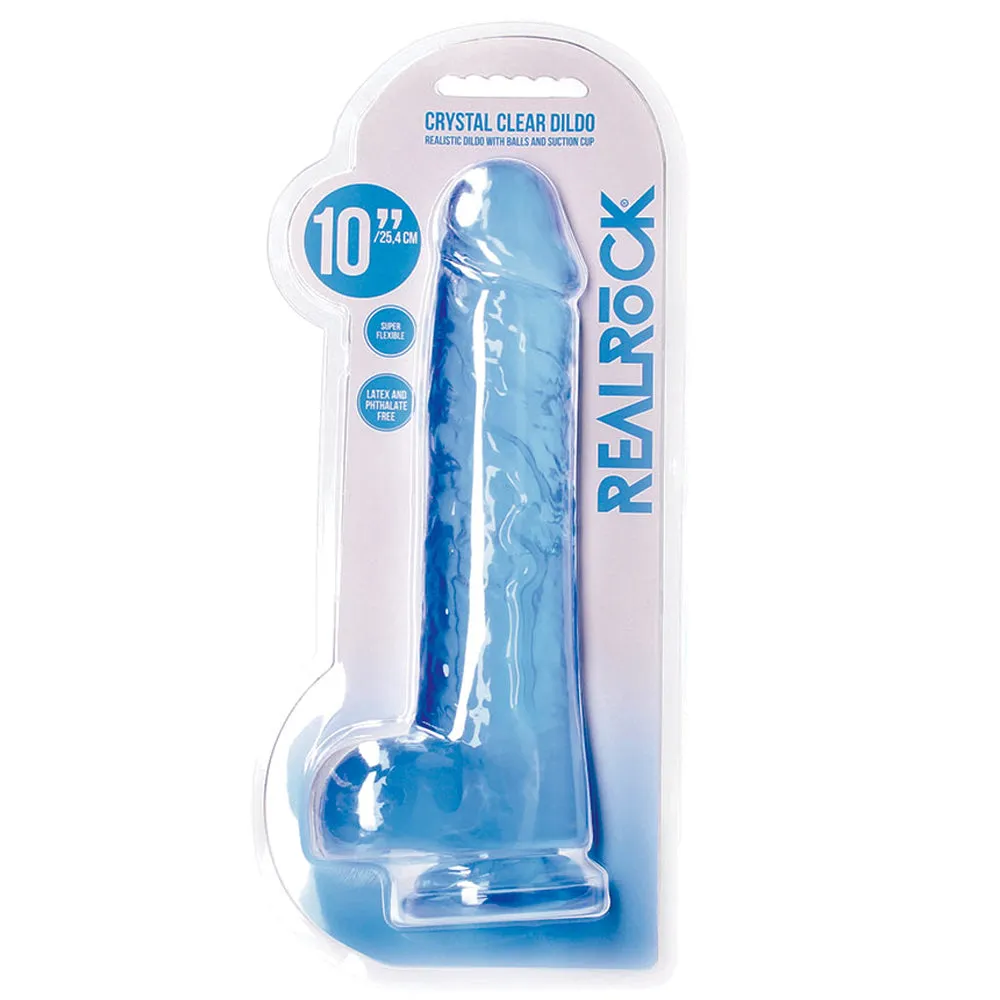 RealRock 10" Crystal Clear Realistic Dildo With Balls & Suction Cup