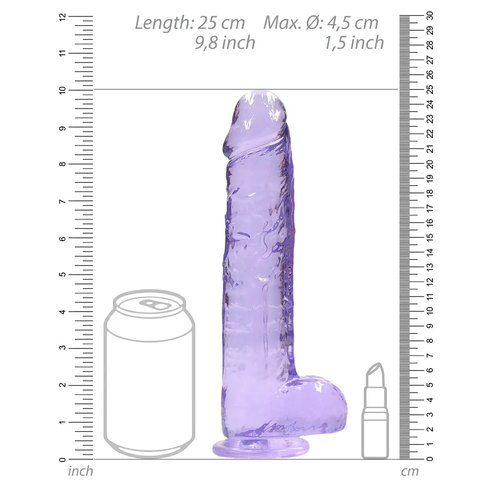 RealRock 9" Crystal Clear Realistic Dildo With Balls & Suction Cup